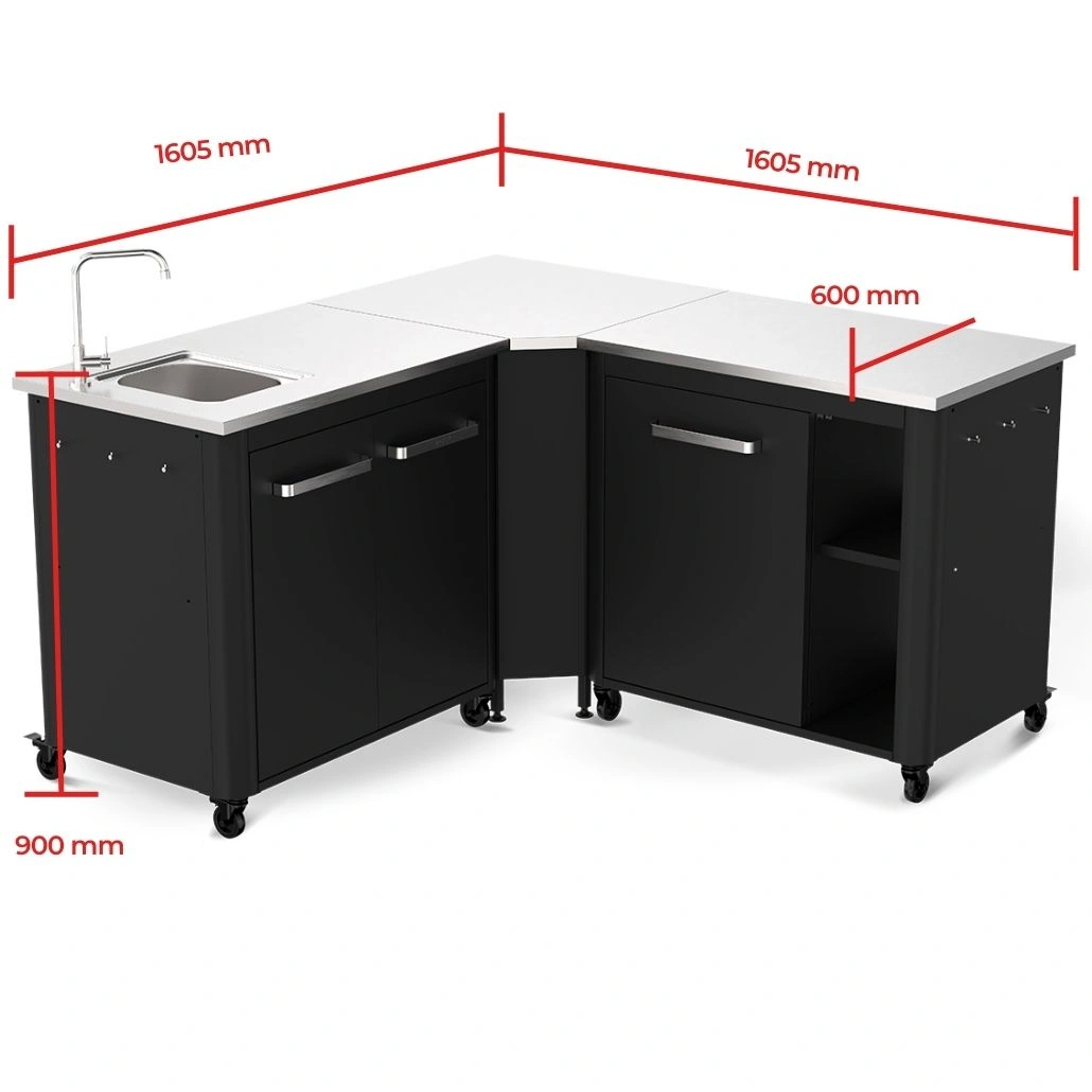 Pachet bucatarie exterioara cozze cu blat si chiuveta inox modul de colt si masa inox - imagine 9