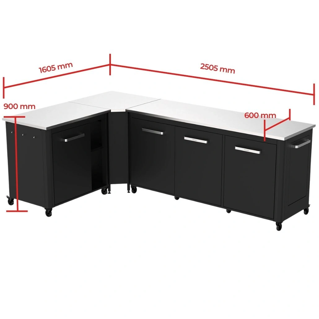 Pachet Bucatarie exterioara Cozze cu masa inox, modul de colt si dulap inox cu trei usi - imagine 9